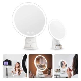 Vanity Makeup LED Illuminated Mirror One-Touch Control Storage Drawer